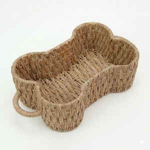 Bone Shaped Woven <b>Storage</b> Basket Water Hyacinth <b>Material</b> Pet Toy <b>Box</b> Organizer Toys Bin Custom Natural Eco Friendly - Product Image 3