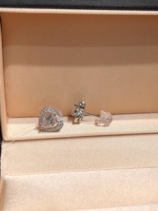 Élégantes boucles d'oreilles en forme de cœur avec diamants de laboratoire, or blanc 14 carats, accent de diamant poire, bijoux fins pour femmes - Product Image 5