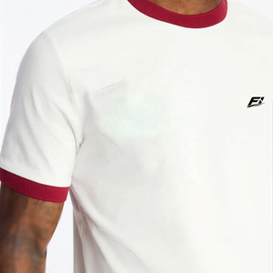 Camisetas de algodón personalizadas para hombre con cuello en contraste, manga corta, estilo urbano vintage, camiseta de peso pesado, suministro al por mayor - Product Image 4