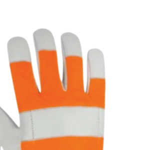 HOLY SIGNS INTERNATIONAL Leather Safety Gloves Orange Reflective Stripe Knit Wrist Anti-Slip Abrasion Resistant General Purpose - Product Image 4