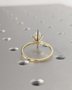 Bague de mariage et d'anniversaire en argent plaqué vintage de haute pureté, certifiée IGI, avec diamant de laboratoire taille marquise - Product Image 2