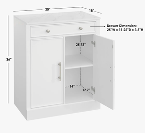 Meuble console de cuisine de luxe personnalisé avec plateau en faux marbre, buffet bar à vin en bois foncé, coffre de rangement pour salon et salle à manger - Product Image 2