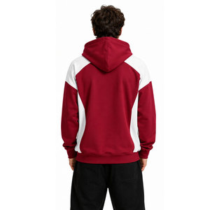 Sudadera con Capucha Personalizada de Manga Raglán Unisex Roja y Blanca con Bolsillo Frontal y Logotipo Impreso por Transferencia Térmica, Ropa Casual de Otoño - Product Image 5