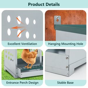 Green <b>Roll</b> Away Chicken Nesting <b>Box</b> with 6 Compartments for Laying Eggs - Product Image 3