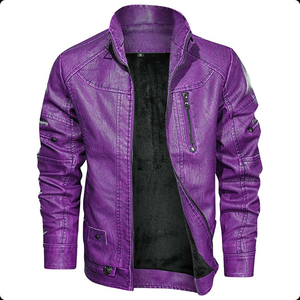 Veste en cuir pour homme multicolores, style motard classique, en cuir véritable, conçue pour la conduite et la mode quotidienne - Product Image 5