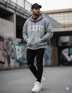 Sweat-shirts à capuche entièrement ornés de strass, en molleton 100% coton épais, avec logo brodé effet vieilli, style streetwear, coupe oversize, à fermeture éclair - Product Image 1