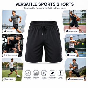 Pantalones Cortos Deportivos Personalizados para Hombre, de Secado Rápido, para Gimnasio, Entrenamiento, Atléticos, 100% Algodón Ecológico, Cintura Elástica con Cierre - Product Image 5