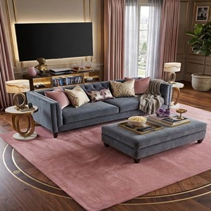 Alfombra de área color rosa polvoriento, alfombra contemporánea de felpa, alfombra de lujo hecha a mano, minimalista, para dormitorio, sala de estar, alfombra de lana hecha a mano - Product Image 4
