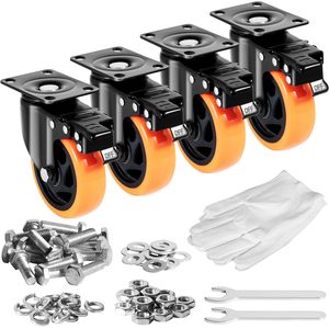 Set di 4 Ruote Girevoli da 4 Pollici, Capacità di Carico 350 Libbre, Silenziose, con Ruote in PVC e Blocco di Sicurezza A/B - Product Image 2