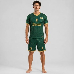 ชุดเสื้อฟุตบอลสีเขียวทองสำหรับผู้ชาย ดีไซน์โดดเด่น หมายเลข 28 พิมพ์ลายแบบ Sublimation ผ้าโพลีเอสเตอร์ ชุดยูนิฟอร์มสำหรับผู้ใหญ่ ระบายอากาศได้ดี เหมาะสำหรับเล่นกีฬา - Product Image 1