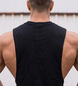 Camiseta sin mangas negra para hombre, cuello redondo, informal, tejida, 100% algodón, top de fitness, chaleco ligero para gimnasio. - Product Image 5