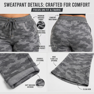 Women's <b>Camo</b> Printed Flare Sweatpants High Waist Drawstring Printed Fleece Pants <b>Ladies</b> Flare Leg French Terry Jogging <b>Trousers</b> - Product Image 6