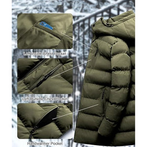 Chaqueta Larga Acolchada para Hombre, Abrigo de Invierno Impermeable, Parka de Esquí Gruesa y Aislada, con Capucha Desmontable, Cortavientos y Cálida para la Nieve - Product Image 6