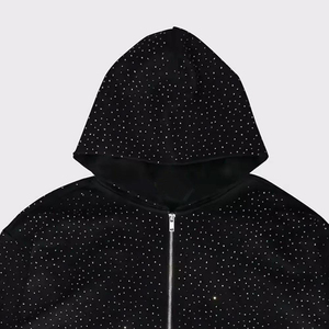 All Over <b>Rhinestone</b> Pullover Hoodie Bling Streetwear Unisex Autumn 100% Cotton <b>Jacket</b> - Product Image 2