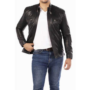 Chaqueta de Cuero de Alta Calidad Diseñada por OEM, Chaquetas de Cuero para Hombre, Chaqueta de Cuero Casual de Alta Gama para Hombre - Product Image 5