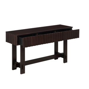 Consolle in Legno Massello Stile Mid-Century da 52 Pollici con Cassetti Contenitori, Tavolo da Ingresso/Soggiorno con Gambe in Legno Massello - Product Image 6