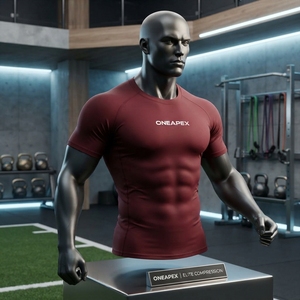 <b>Men</b> Compression T <b>Shirt</b> <b>Burgundy</b> Short Sleeve Athletic Gym Training Sportswear Custom Logo Fitness Running Workout <b>Shirt</b> - Product Image 3
