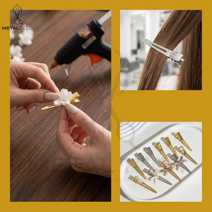 Lot de pinces à cheveux professionnelles en métal doré et argenté, antidérapantes, pour salon de coiffure, barrettes de séparation type bec de canard - Product Image 6