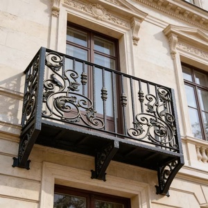 Rampe de balcon en fer forgé de style victorien KHP KHP-BRO-02, murale, résistante à la rouille, facile à assembler, avec motifs complexes - Product Image 5