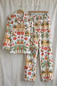 Ensemble de pyjama en coton 3 pièces fait main pour femmes, imprimé chameau, taille élastique, écologique, respirant, été, automne, printemps, décontracté - Product Image 4