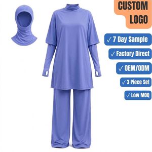 Custom <b>Hijab</b> Swimwear 3 Piece Set <b>Full</b> Coverage Quick Dry Modest Active Beach Suit OEM Factory Direct - Product Image 1