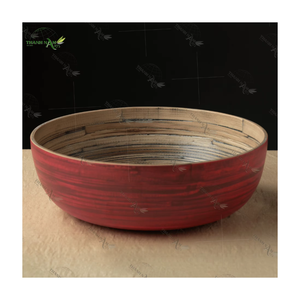 Handmade Eco-Friendly Smooth Bamboo Bowl Customized Disposable <b>Table</b> Centerpiece Kitchen Living Room Party-Classic Natural D30cm - Product Image 1
