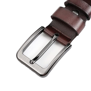 Cinturón Formal de Cuero Genuino, Color Marrón Oscuro, Material de Piel de Vaca, Hebilla Rectangular Plateada, Diseño Duradero - Product Image 5