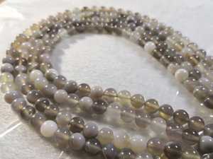 ลูกปัดหินอาเกตสีเทาลายเส้นแบบเต็มเม็ด รูปทรงกลมเรียบ สำหรับทำเครื่องประดับ - Product Image 6