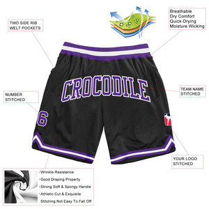 Shorts de basketball en mesh personnalisés tendance pour hommes, avec graphiques d'équipe, streetwear, vêtements de sport, entraînement, tenue de basket, OEM - Product Image 2