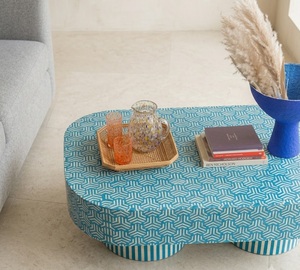Mesa de Centro Moderna de Madera con Incrustaciones de Hueso, Mesa de Centro con Patrón MOP, Muebles Hechos a Mano para Sala de Estar, Estilo Contemporáneo, Villa Rajasthan - Product Image 2
