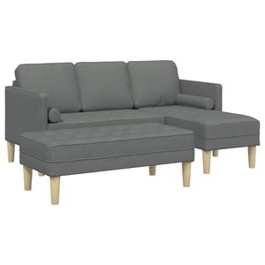 Juego de sofás para sala de estar de 2 piezas en gris oscuro con cojines de poliéster - Product Image 2