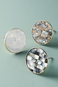 Minimalist Rectangle Stone Furniture <b>Knob</b> <b>Gold</b> Frame White and Green Color Handle for Cabinet <b>Door</b> Decor - Product Image 5