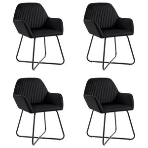 Set di 4 sedie da pranzo moderne in velluto nero con gambe in acciaio, design ergonomico, mobili contemporanei per la casa - Product Image 1
