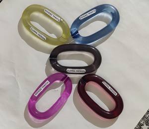 Collier en résine à maillons larges style vintage, mélange de couleurs, punk, ajouré, gros maillons ronds, longue chaîne en résine acrylique, art mural - Product Image 2