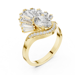 Anillo de Diamante Cultivado en Laboratorio con Corte Ovalado, Oro Sólido de 14K, Diseño de Tiara Radiante, Anillo de Cóctel DEF VVS 3.15CT, Certificado IGI, Regalo de Aniversario - Product Image 3