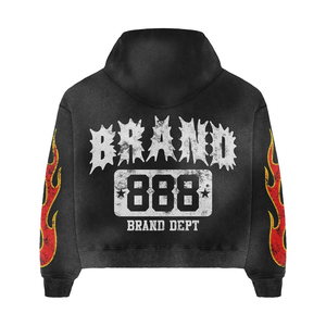 Conjunto de Chándal Personalizado para Hombre con Estampado de Llamas, Sudadera con Cremallera y Pantalones Jogger, Ropa Urbana, Traje Deportivo Gráfico, OEM ODM Marca Privada - Product Image 5