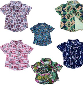 Casual Kids Short Sleeve Shirt With Geometric Print And <b>Feathers</b> Pattern Turn Down Collar Regular Fit Boys <b>Tops</b> - Product Image 3