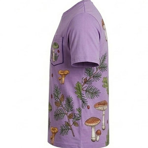 Comfortable <b>Mushroom</b> Pattern Mens Short Sleeve T <b>Shirt</b> Regular Fit O-Neck Casual Cotton Jersey Print Design - Product Image 3