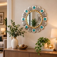 Miroir mural moderne en métal très demandé, design feuille dorée, pour la maison, l'hôtel, la salle de bain, le salon, le couloir, décoration de luxe contemporaine