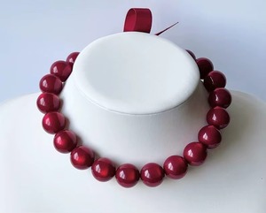 Collar llamativo de joyería con cuentas brillantes de resina de lujo, collar de resina roja, collar de rubí, collar de burbujas, collar voluminoso - Product Image 5