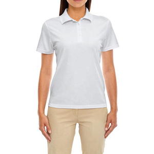 Polo de Manga Corta Blanco para Mujer, 100% Algodón, Tela Oxford, Estilo Casual, Largo Regular, Color Sólido, Tejido Liso Teñido - Product Image 3