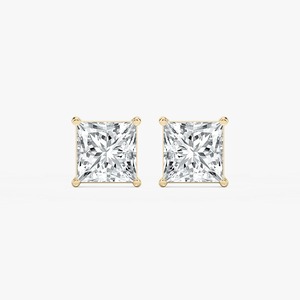 Pendientes de Diamantes Cultivados en Laboratorio con Corte Princesa, Engaste Invisible con Diamantes Rectangulares y Redondos, Joyería Elegante para Mujer - Product Image 4