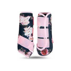 Botas de nailon de alta calidad con diseño floral colorido y ribete turquesa, con soporte envolvente para herraduras de caballo - Product Image 3