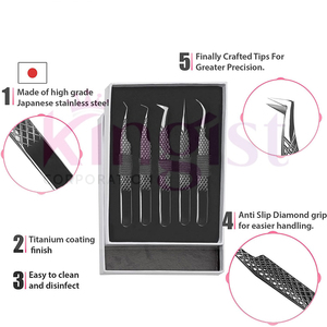 Eyelash Extension Tweezers Kit Professional Eyelash Extension <b>Tool</b> Complete Set With Scissor and Case - Product Image 2