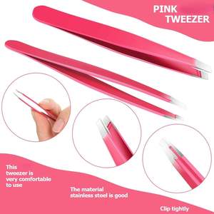 Pince à épiler pour sourcils UBI en acier inoxydable, durable et réutilisable, lot de 9 pièces avec pointe inclinée, tendance pour hommes et femmes - Product Image 1