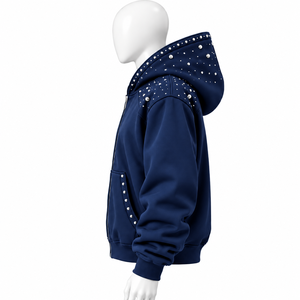 Sweat à capuche zippé pour homme, grande taille, en coton épais, respirant, avec poche, logo personnalisé imprimé, service OEM, en vente - Product Image 3