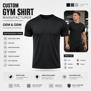 T-shirt pour homme noir à séchage rapide, manches courtes, col rond, coupe classique, tissu jersey, logo personnalisé imprimé sur le devant, style décontracté - Product Image 3