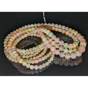 100% Natural Ethiopian Welo Fire <b>Opal</b> Beads Smooth Round Loose Crystal with Yellow Base Yellow Base <b>Opal</b> Beads - Product Image 3