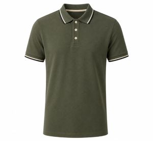 Chemise piqué à manches courtes vert foncé pour homme, décontractée, respirante, tricotée, couleur unie, coupe classique, polyester/coton - Product Image 4