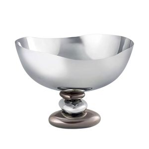Bol décoratif en acier inoxydable martelé, bol à fruits en métal festonné, centre de table de luxe argenté pour la maison, l'hôtel, la table - Product Image 5